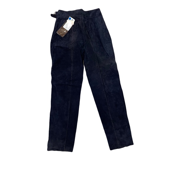 Vintage Canda C&A Genuine Leather Pants - Navy size 42 - Picture 3 of 5